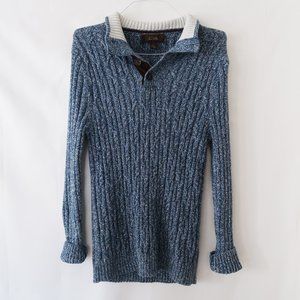 Tasso Elba Mens Blue Chunky Cable Knit Sweater